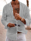 baratos camisas masculinas casuais-Homens camisa de linho Camisa casual camisa de verão camisa de praia Preto Branco Rosa Manga Longa Tecido Lapela Primavera Verão Havaiana Feriado Roupa Básico