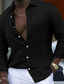 abordables camisas casuales de los hombres-Hombre Camisa camisa de lino Camisa de verano Camisa de playa Negro Blanco Rosa Manga Larga Plano Diseño Primavera verano Hawaiano Festivos Ropa Básico