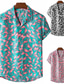 voordelige Hawaiiaanse overhemden-Voor heren Overhemd Hawaiiaans overhemd Grafisch Flamingo Hawaii Aloha Ontwerp Klassieke boord Zwart / Wit Rood Marine Blauw blauw Donkergroen Print Casual Feestdagen Korte mouw Afdrukken Kleding