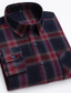 cheap Dress Shirts-Men&#039;s Dark Red Wine Red Dark Navy Long Sleeve Plaid / Striped / Chevron / Round Shirt Collar All Seasons Office &amp; Career Daily Wear Clothing Apparel Cross