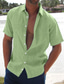 billige fritidsskjorter for menn-Herre linskjorte Sommerskjorte Strandskjorte Svart Hvit Rosa Kortermet Helfarge Aftæpning Sommer Hawaiisk Ferie Klær Knapp ned