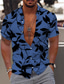 tanie Koszule hawajskie-Męskie Koszula Koszula hawajska Graficzny Hawajskie Aloha Liście Wzór Wieczorne Biały Czerwony Granatowy Niebieski Fioletowy Nadruk Na zewnątrz Ulica Krótki rękaw Przycisk w dół Nadruk Odzież Moda