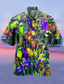 billige Hawaiiskjorter-Herre Skjorte Hawaii skjorte Papegøje Aftæpning Gul Lysegrøn Lyserød Blå Mørkegrøn 3D-udskrivning udendørs Gade Kortærmet Knap ned Tøj Hawaiiansk Designer Afslappet Bekvem
