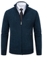 ieftine pulover cardigan pentru bărbați-Bărbați Pulover Pulover Cardigan Striat Tricotat Regulat Tricotat Guler de stand Încălziri Contemporan modern Purtare Zilnică Ieșire Îmbrăcăminte Toamna iarna Negru Gri Deschis S M L
