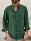 billiga fritidsskjortor för män-Herr Skjorta Ensfärgat Nedvikt Svart Blå Brun Grön Grå Utomhus Gata Långärmad Button-Down Kläder Mode Ledigt Bekväm