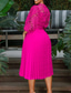 cheap Party Dresses-Women&#039;s Party Dress Sheath Dress Church Dress Knee Length Dress Black White Pink Long Sleeve Pure Color Pleated Summer Spring Crew Neck Fashion Winter Dress Fall Dress 2023 S M L XL XXL 3XL 3XL