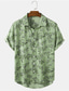 billige Hawaiiskjorter-Herre Skjorte Hawaii skjorte Grafiske tryk Blade Aftæpning Blå Grøn Kakifarvet udendørs Gade Kort Ærme Knap ned Trykt mønster Tøj Tropisk Mode Hawaiiansk Designer