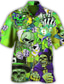 tanie Koszule hawajskie-Męskie Koszula Koszula hawajska Czaszka Wzory graficzne Poker Wieczorne Żółty Niebieski Zielony Codzienny Hawajskie Krótki rękaw Przycisk w dół Nadruk Odzież Tropikalny Moda Hawajskie Miękkie