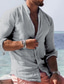 abordables camisas casuales de los hombres-Hombre camisa de lino Camisa casual Camisa de verano Camisa de playa Negro Azul Piscina Gris Manga Larga Plano Escote Chino Primavera verano Hawaiano Festivos Ropa Básico