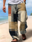 cheap Printed Pants-Men&#039;s Trousers Summer Pants Beach Pants Drawstring Elastic Waist 3D Print Stripe Graphic Prints Geometry Comfort Casual Daily Holiday Streetwear Hawaiian Yellow Blue
