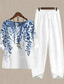 ieftine Seturi de două piese-Set pentru femei din 2 piese elegant modă basic cămașă și pantaloni pantaloni cu mânecă scurtă gât rotund grafică imprimeu în dungi vacanță asemănătoare cu in weekend negru alb roz toamnă și iarnă