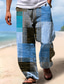 preiswerte Bedruckte Hose-Herren Hose Hosen Sommerhosen Strandhose Kordelzug Elastische Taille 3D-Druck Streifen Grafik-Drucke Geometrie Komfort Casual Täglich Festtage Strassenmode Hawaiianisch Gelb Blau