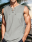 cheap Men&#039;s Casual Shirts-Men&#039;s Casual Shirt Solid Colored V Neck Street Casual Lace up Sleeveless Tops Casual Fashion Breathable Comfortable Green White Black / Summer