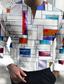 billiga Skjortor med tryck för män-Herr Skjorta Färgblock Grafiska tryck Geometri V-hals Blågrön Rubinrött Blå Grön Grå Utomhus Gata Långärmad Mönster Kläder Mode Streetwear Designer Ledigt