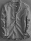 preiswerte Freizeithemden für Herren-Herren leinenhemd Lässiges Hemd Sommerhemd Henley Shirt Schwarz Weiß Gelb Langarm Glatt Kragen Frühling Sommer Casual Täglich Bekleidung