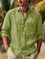 cheap Men&#039;s Casual Shirts-Men&#039;s Shirt Linen Shirt Button Up Shirt Summer Shirt Beach Shirt Black White Pink Long Sleeve Plain Lapel Spring &amp; Summer Casual Daily Clothing Apparel