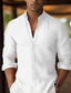 cheap Men&#039;s Casual Shirts-Men&#039;s Shirt Linen Shirt Button Up Shirt Summer Shirt Beach Shirt White Pink Blue Long Sleeve Plain Lapel Spring &amp; Summer Casual Daily Clothing Apparel