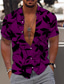 billige Hawaiiskjorter-Herre Skjorte Hawaii skjorte Grafisk Hawaiiansk Aloha Blade Design Aftæpning Hvid Rød Navyblå Blå Lilla Trykt mønster udendørs Gade Kortærmet Knap ned Trykt mønster Tøj Mode Designer Afslappet Åndbart