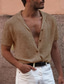 رخيصةأون سترة من صوف محبوك للرجال-الرجال قميص طوق المخيم الكوبي طوق قميص ملابس ملابس رمادية قصيرة الأكمام كي