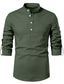 cheap Men&#039;s Casual Shirts-Men&#039;s Shirt non-printing Color Block Standing Collar Casual Daily Patchwork Long Sleeve Tops Business Casual Fashion White Army Green Khaki  Work Dress Shirts Summer Shirts