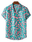 billiga Tropiska skjortor-Herr Skjorta Hawaii skjorta Grafisk Flamingo Hawaiisk Aloha Design Klassisk krage Svartvit Rubinrött Marinblå Blå Mörkgrön Tryck Ledigt Helgdag Kortärmad Mönster Kläder Tropisk Hawaiisk Designer