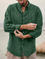 billige fritidsskjorter for menn-Herre Skjorte Helfarge Aftæpning Svart Blå Brun Grønn Grå utendørs Gate Langermet Knapp ned Klær Mote Fritid Bekvem