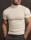 baratos Camisetas masculinas casuais-Homens Camiseta T-shirt Tecido Listrado Gola Alta Rua Férias Manga Curta Roupa Moda Designer Básico