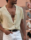 tanie męski sweter rozpinany-męska koszula z kołnierzykiem kubańskim koszula z kołnierzykiem szarym odzież na ścielenie łóżka z krótkim rękawem