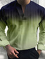 baratos camisas masculinas casuais-Homens Camisa Social Gradiente Listrado Estampas Abstratas Decote V Rosa Azul Verde Cáqui Cinzento Ao ar livre Rua Manga Longa Imprimir Roupa Moda Roupa de rua Designer Casual