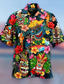 halpa Havaiji-paidat-Miesten Paita Havaiji paita Papukaija Sänkyjen avaus Keltainen Vaalean vihreä Punastuvan vaaleanpunainen Sininen Tumman vihreä 3D-tulostus ulko- Katu Lyhythihainen Painike alas Vaatetus Havaijilainen