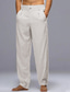 cheap Casual Pants-Men&#039;s Linen Pants Trousers Summer Pants Beach Pants Front Pocket Straight Leg Plain Comfort Breathable Casual Daily Holiday Linen / Cotton Blend Streetwear Designer Black White