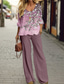 economico Set da due pezzi-Completo da donna in 2 pezzi elegante moda streetwear camicia pantaloni pantaloni a gamba larga maniche lunghe collo a V stampa floreale casual vacanza rosa blu viola autunno e inverno vestibilità