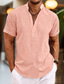 Χαμηλού Κόστους ανδρικά πουκάμισα casual-Ανδρικά Πουκάμισο λινό πουκάμισο Πουκάμισο Popover Καλοκαιρινό πουκάμισο Πουκάμισο παραλίας Μαύρο Λευκό Ανθισμένο Ροζ Κοντομάνικο Σκέτο Χένλι Καλοκαίρι Causal Καθημερινά Ρούχα