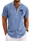 cheap Men&#039;s Casual Shirts-Men&#039;s Shirt Coconut Tree GraphicStand Collar Royal Blue Blue Green Khaki Light Blue Outdoor Street Short Sleeve Print Clothing Apparel Fashion Streetwear Designer Casual