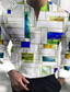 economico Camicie stampate da uomo-Per uomo Camicia Color Block Stampe astratte Geometria A V Blu-verde Rosso Blu Verde Grigio Esterno Strada Manica lunga Stampa Abbigliamento Di tendenza Streetwear Originale Informale