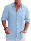 billiga fritidsskjortor för män-herrskjorta enfärgad turndown street casual button-down långärmade toppar casual mode bekväm vit svart grå sommarskjortor