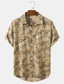 billiga Tropiska skjortor-Herr Skjorta Hawaii skjorta Grafiska tryck Löv Nedvikt Blå Grön Kaki Utomhus Gata Kort ärm Button-Down Mönster Kläder Tropisk Mode Hawaiisk Designer