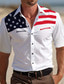 billige Skjorter med tryk til mænd-Herre Skjorte Western skjorte Grafiske tryk Amerikansk flag Aftæpning Hvid udendørs Gade Kort Ærme Trykt mønster Tøj Mode Designer Afslappet Blødt