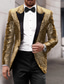 preiswerte Blazer &amp; Jacke-Herren-Party-Blazer mit Pailletten, 70er-Jahre, Disco-Retro-Freizeitjacke, normal, einfarbig, einreihig, Ein-Knopf, Schwarz, Gold, Silber, Rot, Blau, 2024