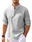 billiga fritidsskjortor för män-Herr Skjorta Popover skjorta Casual skjorta Sommarskjorta Strandskjorta Vit Blå Ljusgrå Mörkgrå Långärmad Slät Henley Dagligen Semester Kläder Mode Ledigt Bekväm