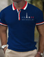 voordelige Grafische polo-Voor heren POLO Shirt Wafel poloshirt Revers polo Polo&#039;s met knopen Golfshirt Eiffeltoren Grafische prints Strijkijzer blauw Buiten Straat Korte mouw Afdrukken Kleding Modieus Ontwerper Casual Ademend