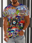 abordables T-shirts graphiques pour hommes-Homme T shirt Tee Graphic Champignon Monstre Col Ras du Cou Vêtement Tenue 3D effet Extérieur du quotidien Manche Courte Imprimer Rétro Vintage Mode Design