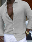 cheap Men&#039;s Casual Shirts-Men&#039;s Shirt Linen Shirt Summer Shirt Beach Shirt Black White Pink Long Sleeve Plain Lapel Spring &amp; Summer Hawaiian Holiday Clothing Apparel Basic