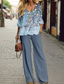 economico Set da due pezzi-Completo da donna in 2 pezzi elegante moda streetwear camicia pantaloni pantaloni a gamba larga maniche lunghe collo a V stampa floreale casual vacanza rosa blu viola autunno e inverno vestibilità