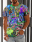 billiga Grafisk T-shirt för män-Herr T-shirt Grafisk Svamp Monster Rund hals Kläder 3D-tryck Utomhus Dagligen Kortärmad Mönster Vintage Mode Designer