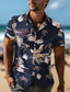 voordelige Overhemden met print voor heren-Voor heren Overhemd Hawaiiaans overhemd Bloemig Aloha Klassieke boord Zwart Rood blauw Groen Feest Straat Korte mouw Afdrukken Kleding Vintage Ontwerper Sexy Comfortabel