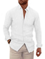 cheap Men&#039;s Casual Shirts-Men&#039;s Shirt Linen Shirt Summer Shirt Beach Shirt Black White Blue Long Sleeve Plain Button Down Collar Spring &amp; Summer Casual Daily Clothing Apparel