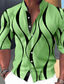 cheap Men&#039;s Printed Shirts-Men&#039;s Shirt Graphic Prints Geometry Stand Collar Blue-Green Pink Blue Green Gray Outdoor Street Long Sleeve Print Clothing Apparel Fashion Streetwear Designer Casual