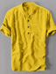 Χαμηλού Κόστους ανδρικά λινά πουκάμισα-Ανδρικά λινό πουκάμισο Casual πουκάμισο Καλοκαιρινό πουκάμισο Πουκάμισο παραλίας Πουκάμισο Henley Μαύρο Λευκό Κίτρινο Κοντομάνικο Σκέτο Χένλι Ανοιξη καλοκαίρι ΕΞΩΤΕΡΙΚΟΥ ΧΩΡΟΥ Αργίες Ρούχα