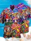 billiga Tropiska skjortor-Herr Skjorta Hawaii skjorta Papegoja Nedvikt Gul Ljusgrön Rodnande Rosa Blå Mörkgrön 3D-tryck Utomhus Gata Kortärmad Button-Down Kläder Hawaiisk Designer Ledigt Bekväm